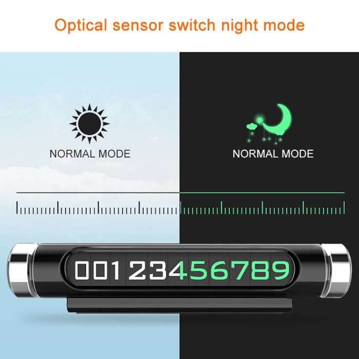 Magnetic Adsorption Design Car Shape Rotatable Luminous Car Temporary Parking Card with Phone Number