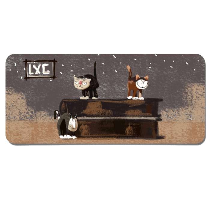 400x900x4mm illustration Cartoon Pattern Waterproof Non-Slip Mouse Pad(Three Cats)