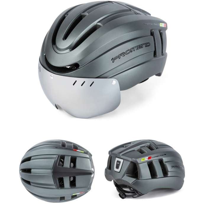 PROMEND TK-12H15 Mountain Bike USB Magnetic Goggles Helmet With Warning Light, Size: L(Titanium Gray
