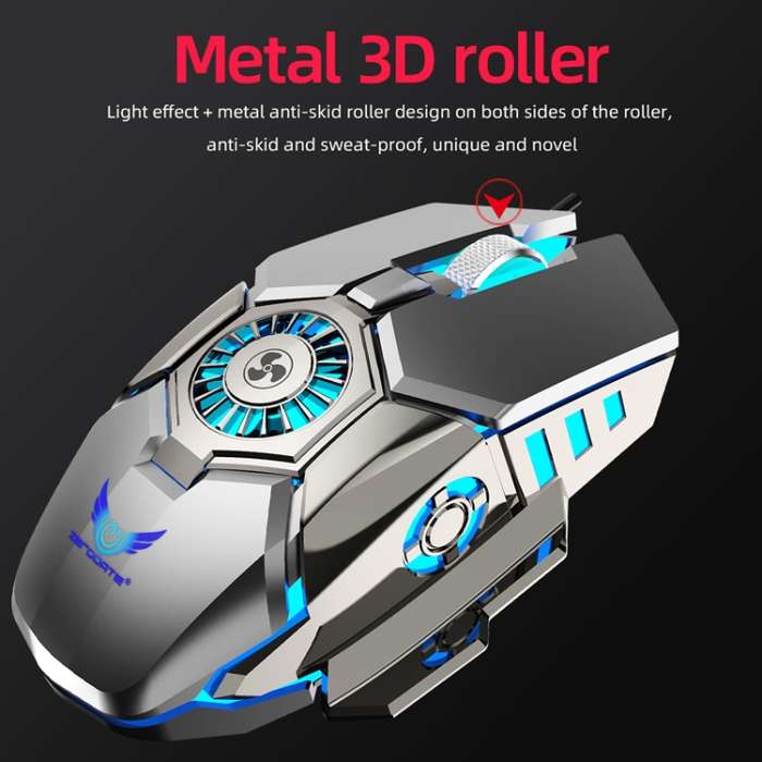 Zerodate G22 6 Keys Fan Cooled RGB Lighted Gaming Mice, Cable Length: 1.5m(Gray)