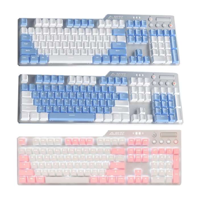Ajazz AK35I 110 Keys White Light Backlight PBT Keycap Wired Mechanical Keyboard Tea Shaft (Blue Whit
