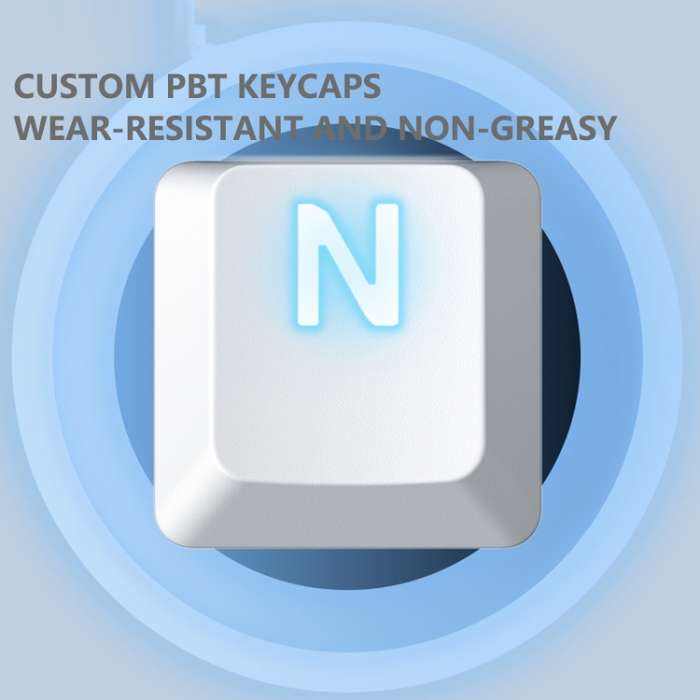 Ajazz AK35I 110 Keys White Light Backlight PBT Keycap Wired Mechanical Keyboard Tea Shaft (Blue Whit