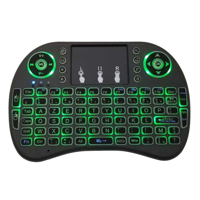 Support Language: French i8 Air Mouse Wireless Backlit Keyboard with Touchpad for Android TV Box & S