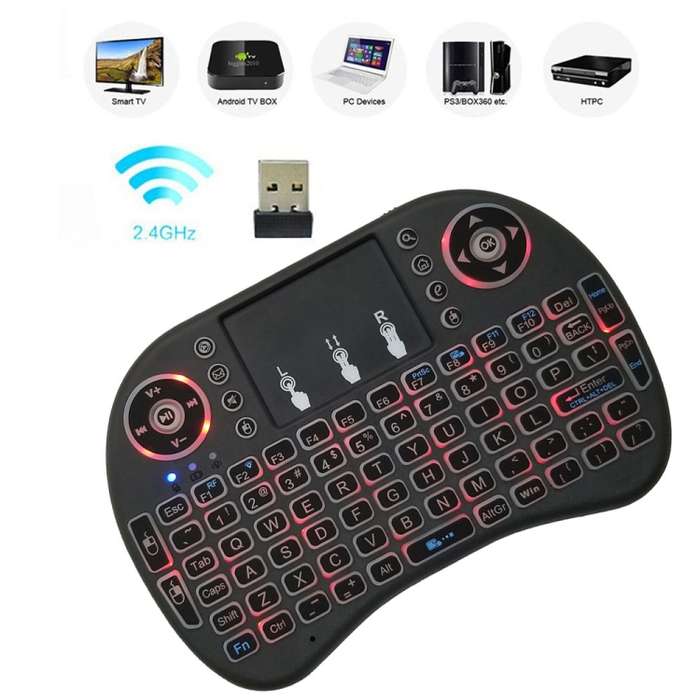 Support Language: English i8 Air Mouse Wireless Backlight Keyboard with Touchpad for Android TV Box