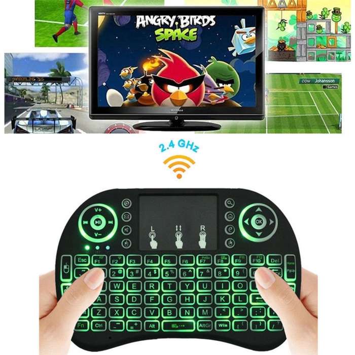 Support Language: English i8 Air Mouse Wireless Backlight Keyboard with Touchpad for Android TV Box