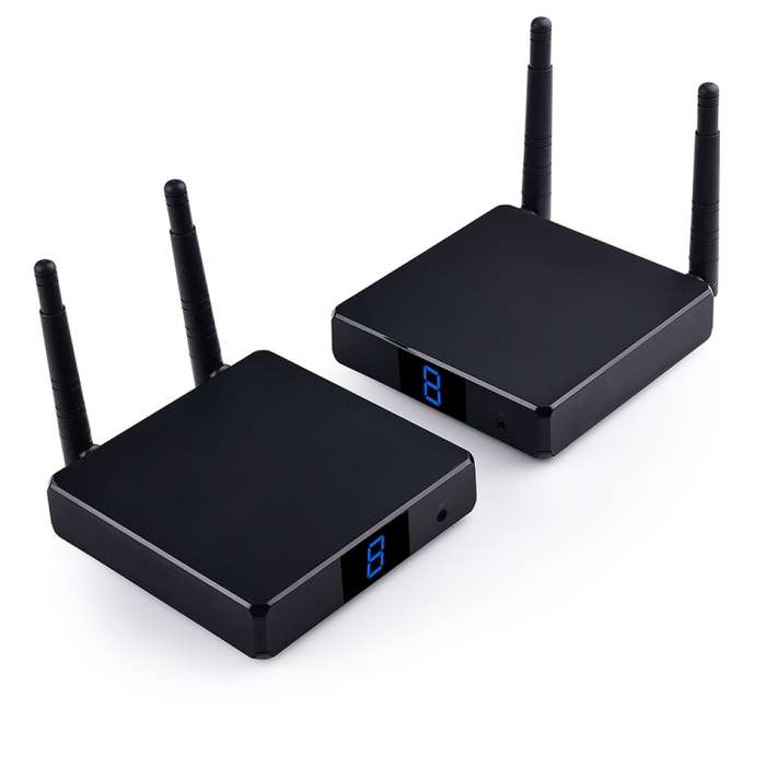 Measy FHD686 Full HD 1080P 3D 5-5.8GHz Wireless HDMI Transmitter (Transmitter + Receiver) with Displ