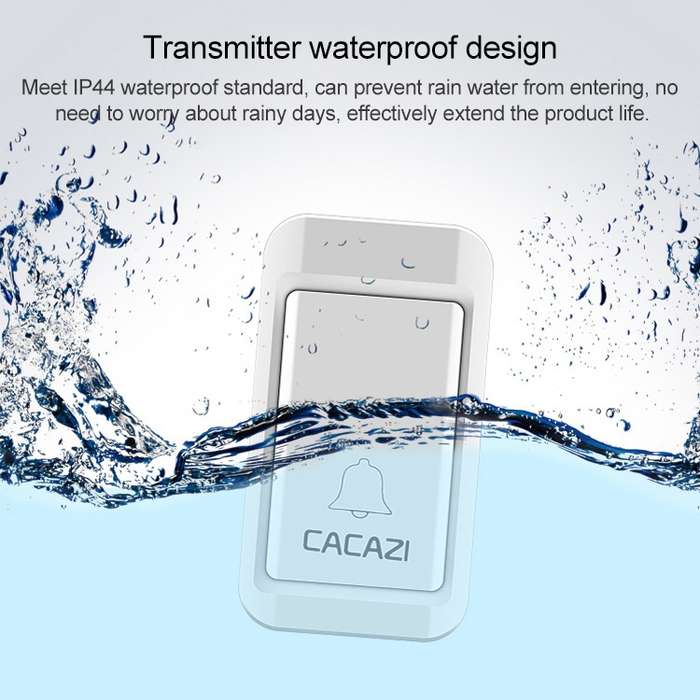 CACAZI A10G One Button Three Receivers Self-Powered Wireless Home Cordless Bell, EU Plug(Black)