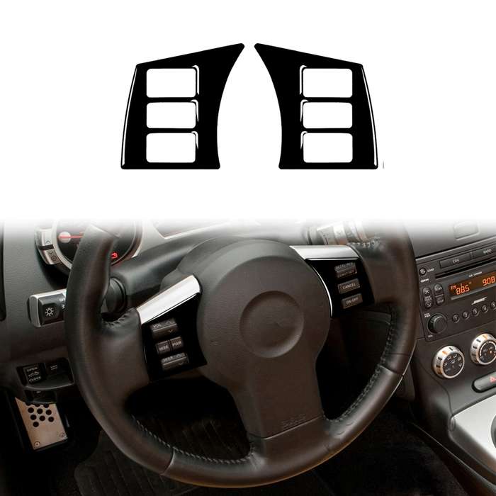 For Nissan 350Z 2003-2009 2pcs Car Steering Wheel Button Frame Type A Decorative Stickers, Left and