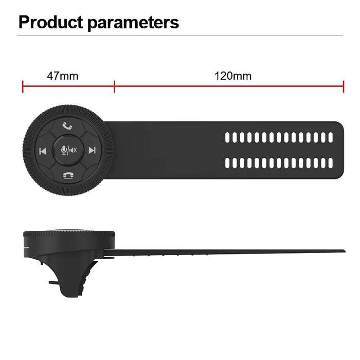 Universal Strap Shape Steering Wheel Remote Control Car Multimedia Wireless Button Remote Control (B
