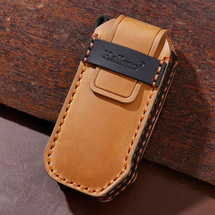 For Kia 3-button Hallmo Car Cowhide Leather Key Protective Cover Key Case(Brown)