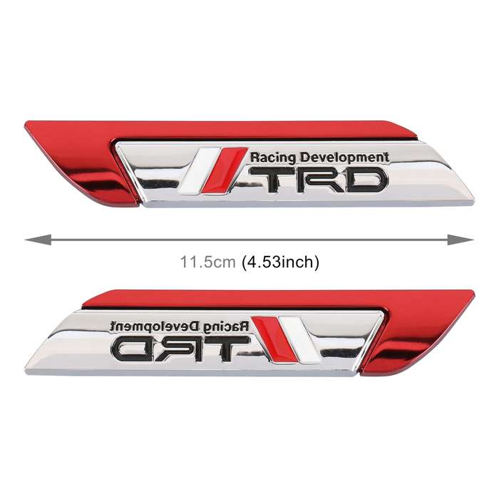 1 Pair Car Racing Development TRD Personalized Aluminum Alloy Decorative Stickers, Size: 11.5 x