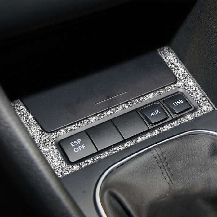 Car Ashtray Frame Diamond Decoration Cover Sticker for Volkswagen Golf 6 2008-2012, Left and Right D