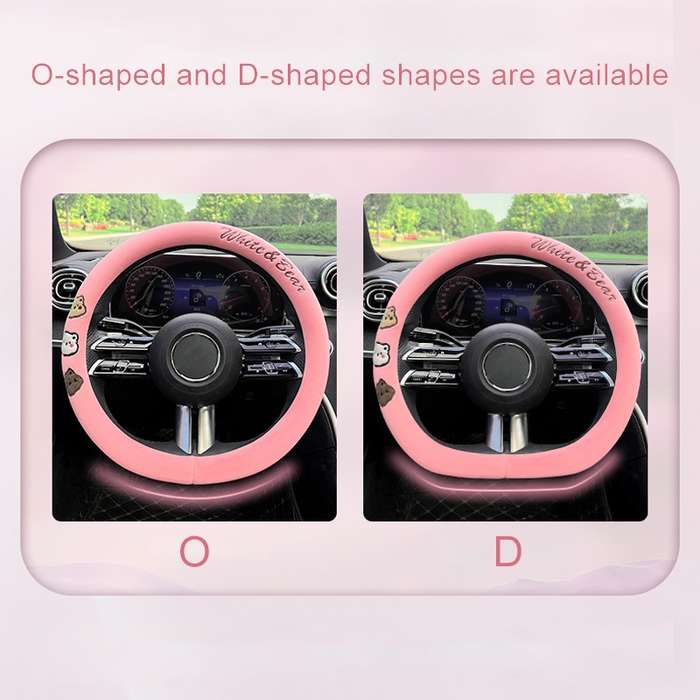 D Style Car Universal Cartoon Pattern Plush Warm Anti-skid Steering Wheel Cover, Diameter: 38cm