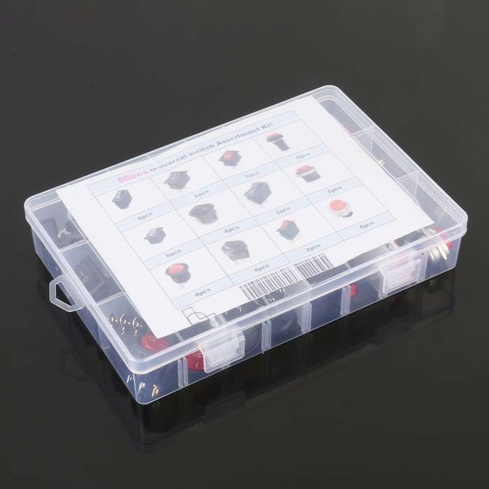 50pcs Universal Power Switch Button Assortment Kit