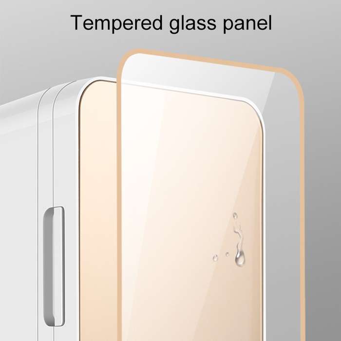 8L 37-48W Tempered Glass Panel Car / Home Mini Refrigerator, EU Plug (Silver)