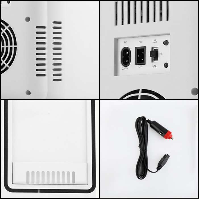 8L 37-48W Tempered Glass Panel Car / Home Mini Refrigerator, EU Plug (Silver)