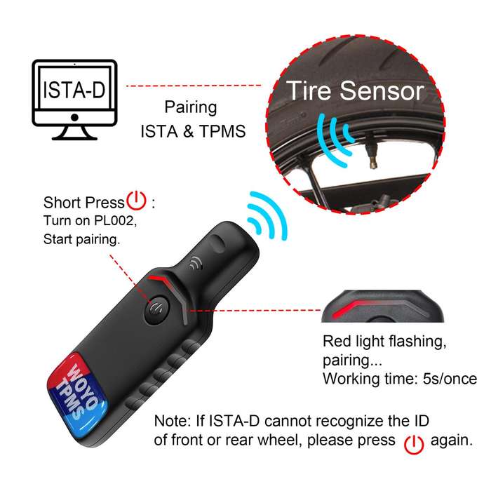 WOYO PL002 Tire Pressure Sensor Activation Tool For BMW Motorcycle (Black)