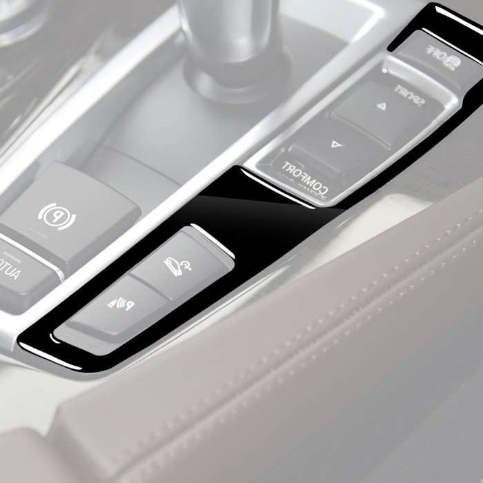 Car Right Drive Gear Panel Double Key Decorative Sticker for BMW Series 5 F10 2011-2017(Black)