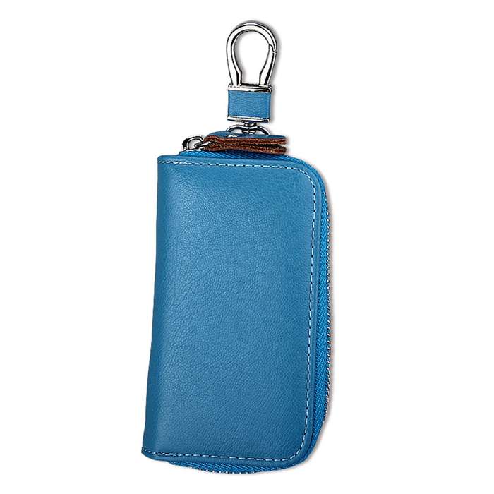 9092 Business Style Multifunctional Genuine Leather Zipper Car Key Bag(Coffee)