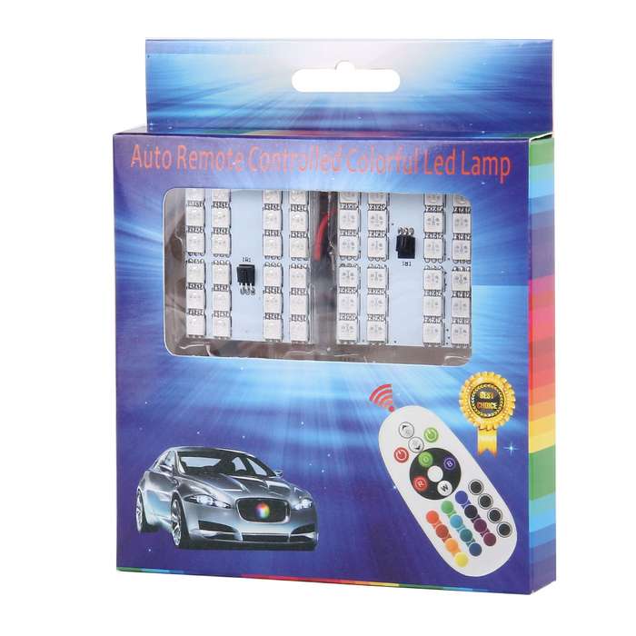 2 PCS Colorful 41MM T10 + Bicuspid Port Remote Control Car Dome Lamp LED Reading Light with 24 LED L