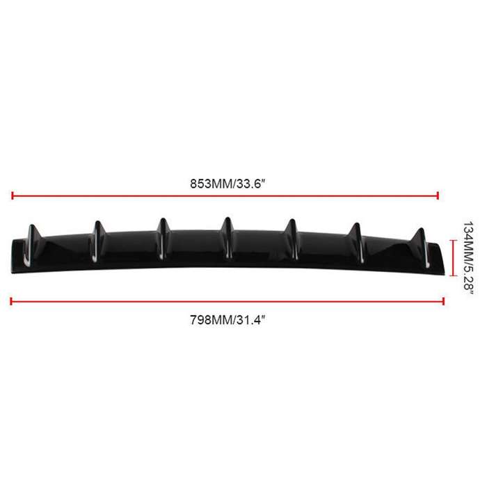 Universal Car Rear Bumper Lip Diffuser 7 Shark Fin Style Black ABS, Size: 85.0x18.0x5.0cm