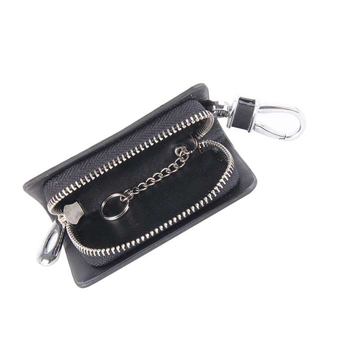 Universal Leather Carbon Fiber Texture Waist Hanging Zipper Wallets Key Holder Bag (No Include Key)(