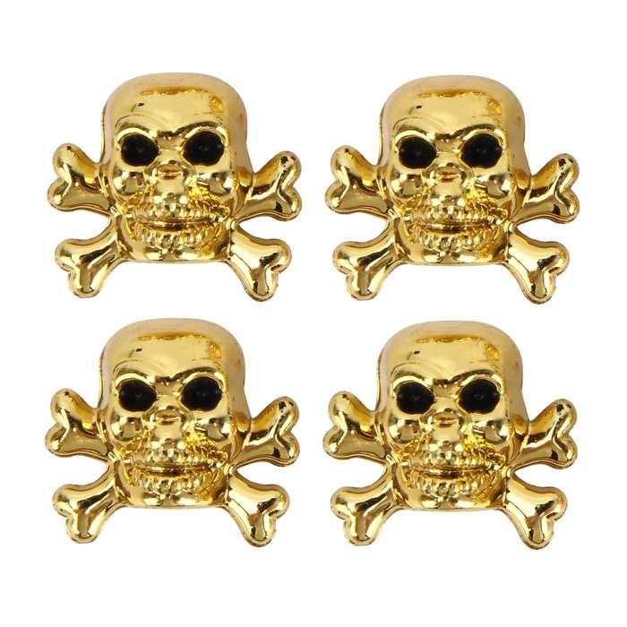 4 PCS Universal Skull Shape Gas Cap Mouthpiece Cover Gas Cap Tire Cap Car Motor Bicycle Tire Valve C