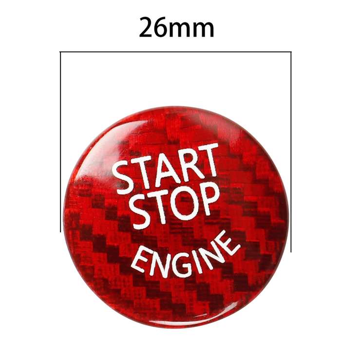 Car Carbon Fiber Engine Start Button Decoration Cover Trim for BMW E Chassis(Red)