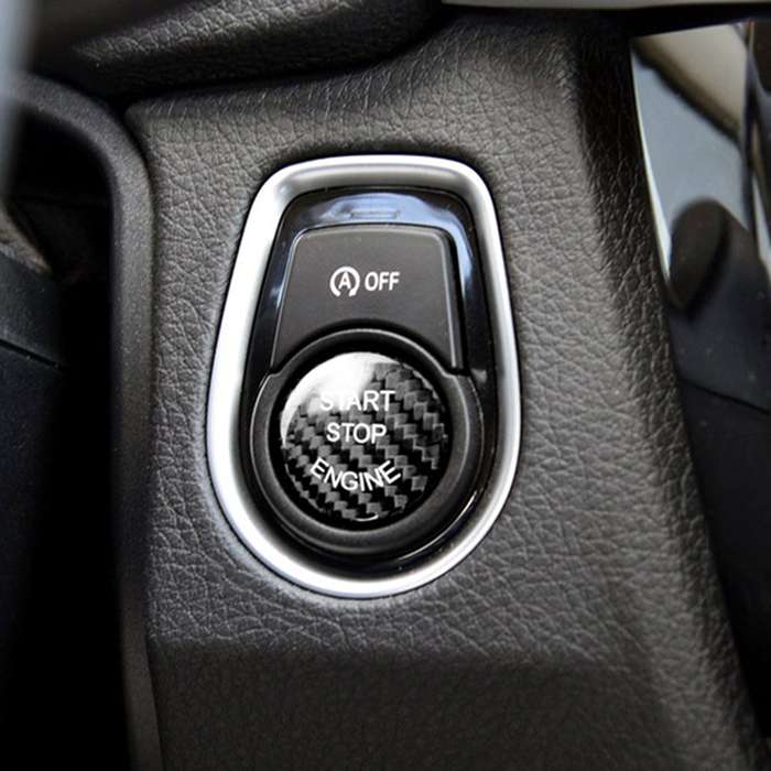 Car Carbon Fiber Engine Start Button Decoration Cover Trim for BMW E Chassis(Red)