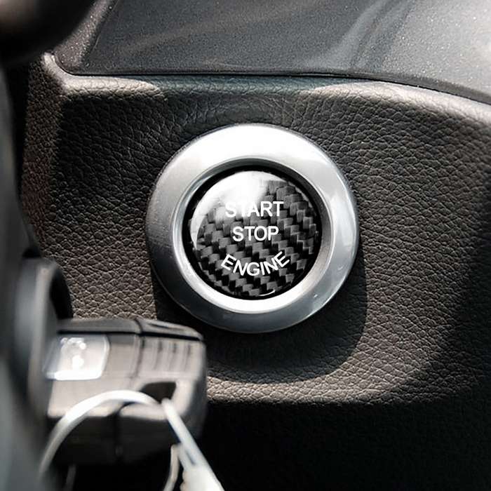 Car Carbon Fiber Engine Start Button Decoration Cover Trim for BMW E Chassis(Red)