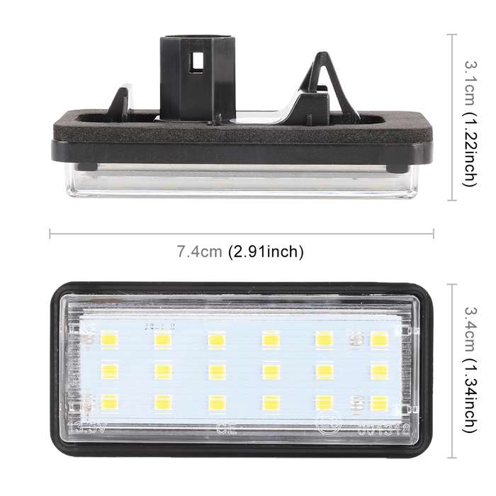 2 PCS DC12V / 1.5W/ 6000K / 100LM Car LED License Plate Light 18LEDs SMD-3528 Lamps for Lexus(White