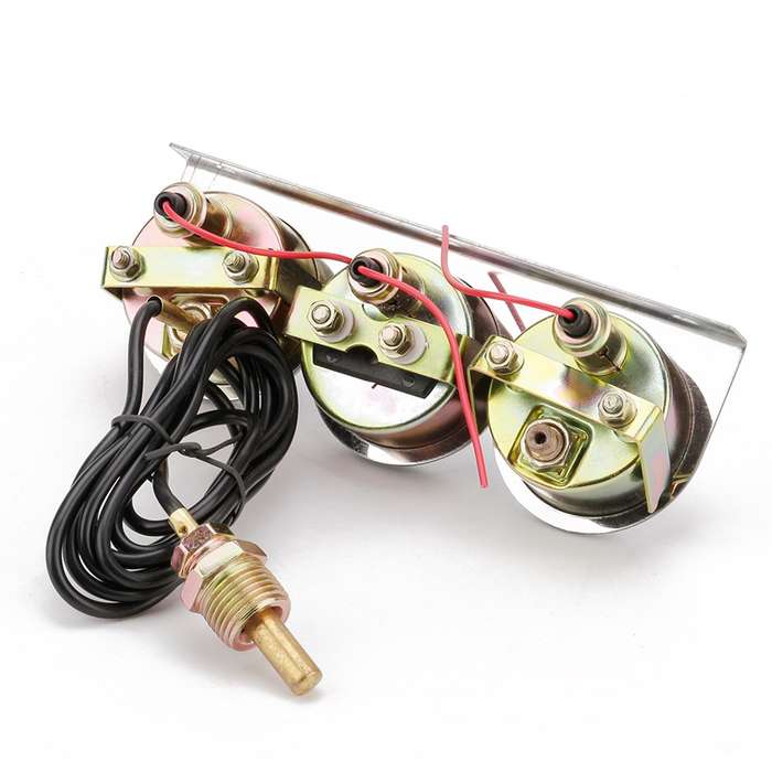 52mm 12V Universal Car Modified Triple Meter 3 in 1 Gauge Oil Press Gauge + Water Temperature Gauge