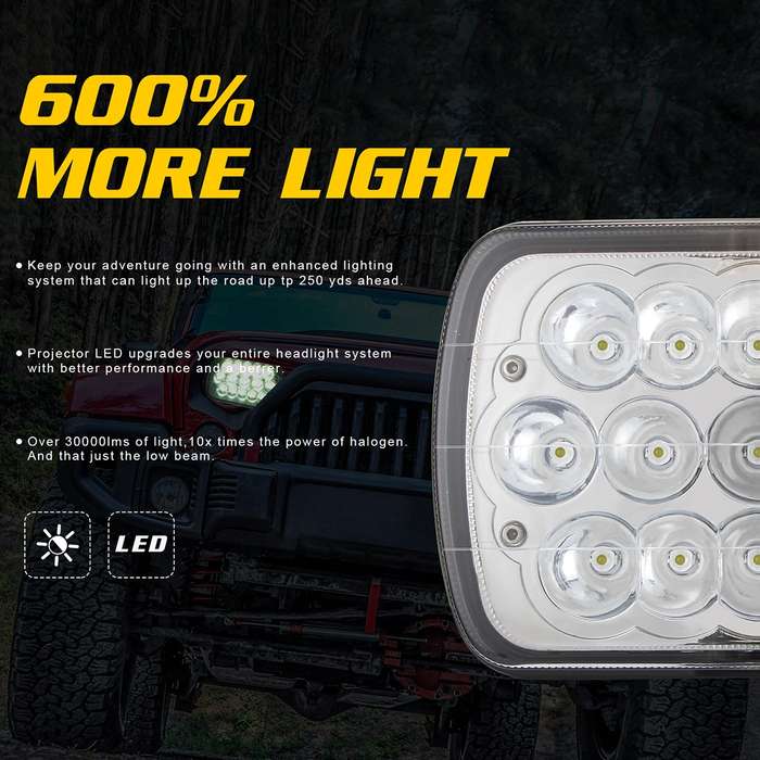 7 inch 5X7 H4 15W DC 9-30V 1500LM IP67 Car Truck Off-road Vehicle LED Work Lights / Headlight, with