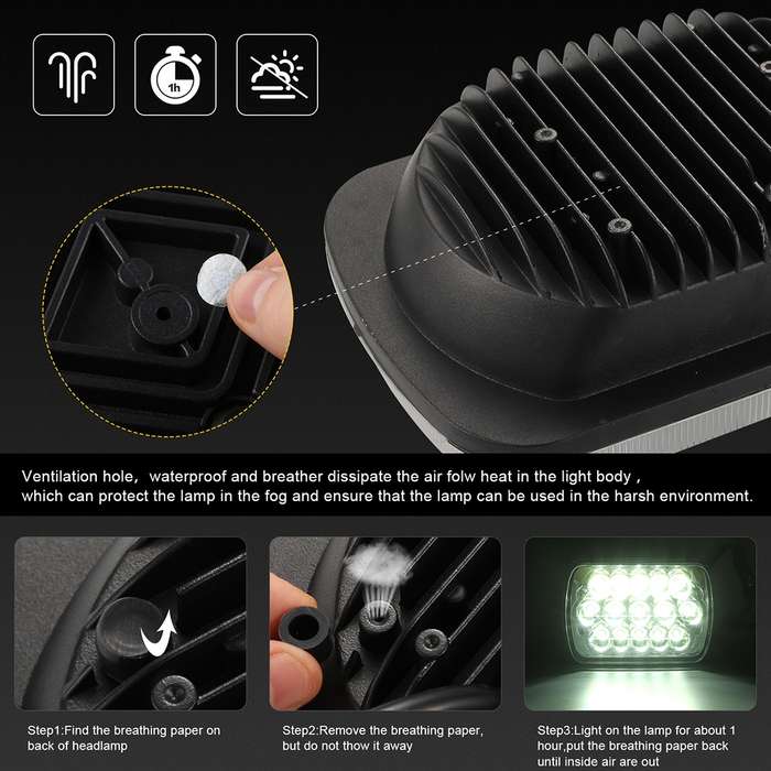7 inch 5X7 H4 15W DC 9-30V 1500LM IP67 Car Truck Off-road Vehicle LED Work Lights / Headlight, with