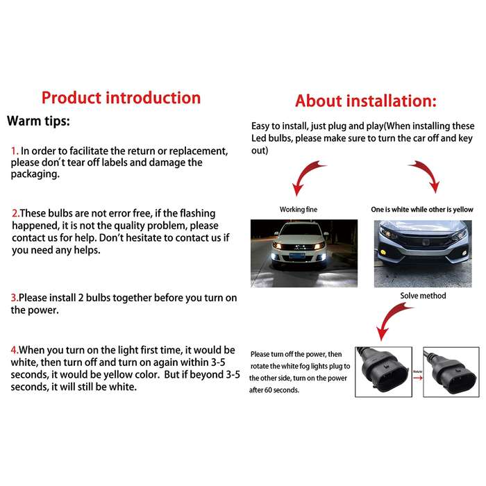 2 PCS EV15 880 / 881 DC9-32V / 6W / IP67 Car LED Double Color Fog Light, Cold White Light + Amber L
