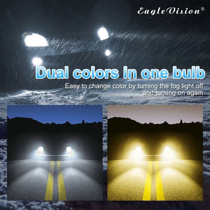 2 PCS EV15 880 / 881 DC9-32V / 6W / IP67 Car LED Double Color Fog Light, Cold White Light + Amber L