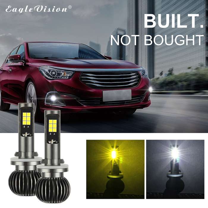 2 PCS EV15 880 / 881 DC9-32V / 6W / IP67 Car LED Double Color Fog Light, Cold White Light + Amber L