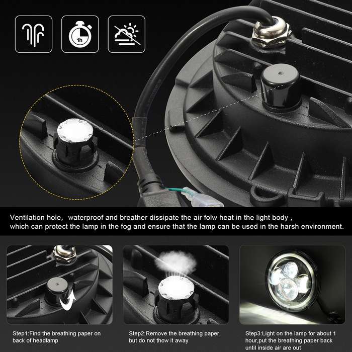 7 inch H4 / H13 DC 9V-30V 3000LM 6000K 30W IP67 4LED Lamp Beads Car Round Shape LED Headlight Lamps