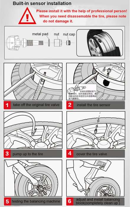 VC601 TPMS 4 Built-in Sensors Tire Pressure Monitoring Alarming System Diagnostic-tool with Bluetoot