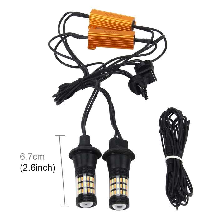 2 PCS 7440 5W 450LM 60LEDs DC 12V SMD-4014 Car Auto Brake Light Turn Signal Lights Car Source Set(Wh