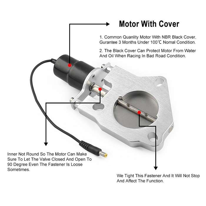 Universal Car 2.5 inch Stainless Steel Racing Electric Exhaust Cutout Valves Control Motor Kit