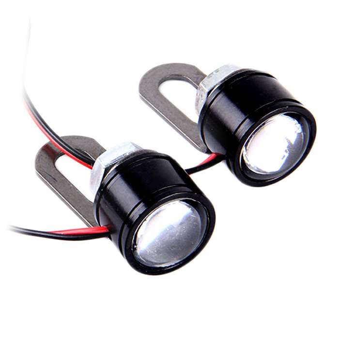 2 PCS 12V 3W Eagle Eyes LED Light For Motorcycle Wire Length: 45cm(Green Light)