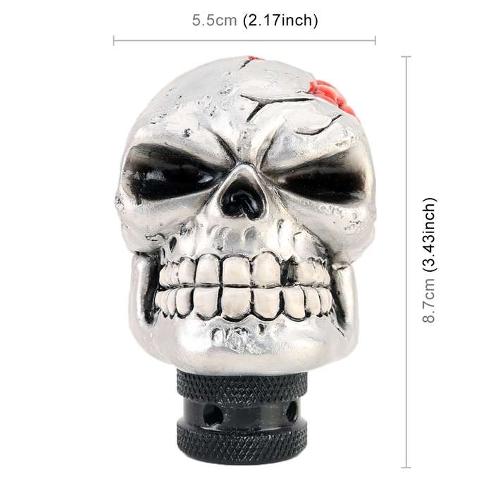 Universal Skull Head Shape Manual or Automatic Gear Shift Knob, Size: 8.7x5.5cm (Black)