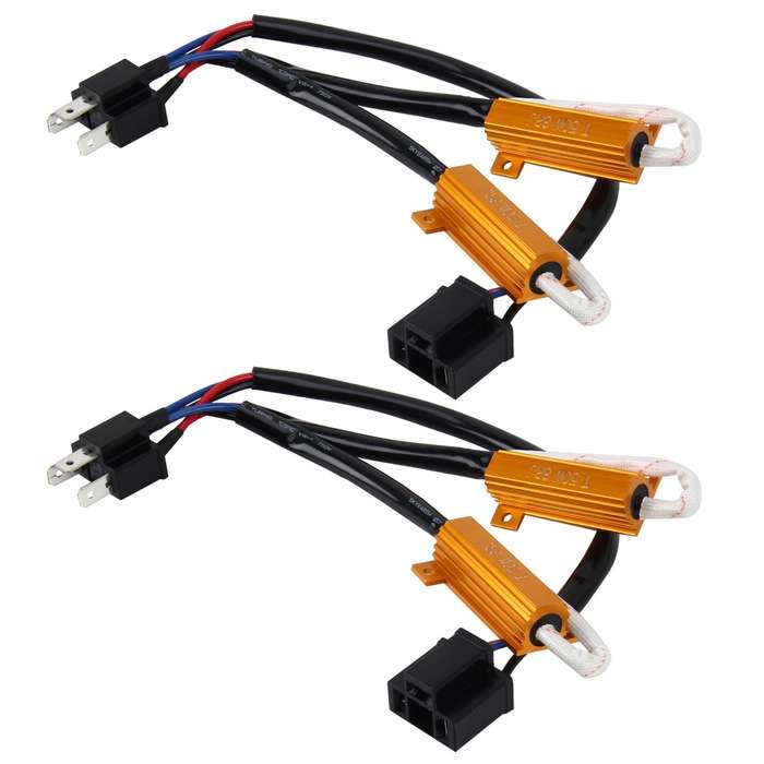 2 PCS H4 Car Canbus Error Canceller Decoder Load Resistor LED 50W 8 Ohm No Blinking Decoder Heat Res