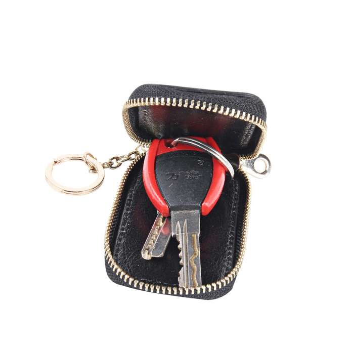 Universal Pure Cow Leather Waist Hanging Zipper Wallets Key Holder Bag (No Include Key)