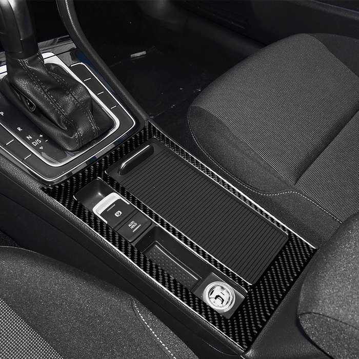 Car Carbon Fiber Water Cup Panel Decorative Sticker for Volkswagen Golf 7 2013-2017, Left Drive