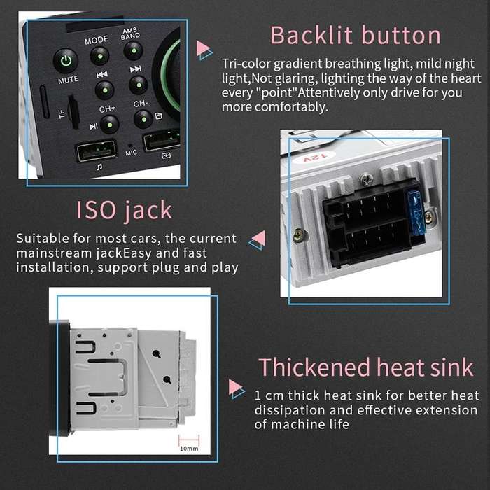 7805 4.1 inch Universal Car Radio Receiver MP5 Player, Support FM & Bluetooth & TF Card with Remote