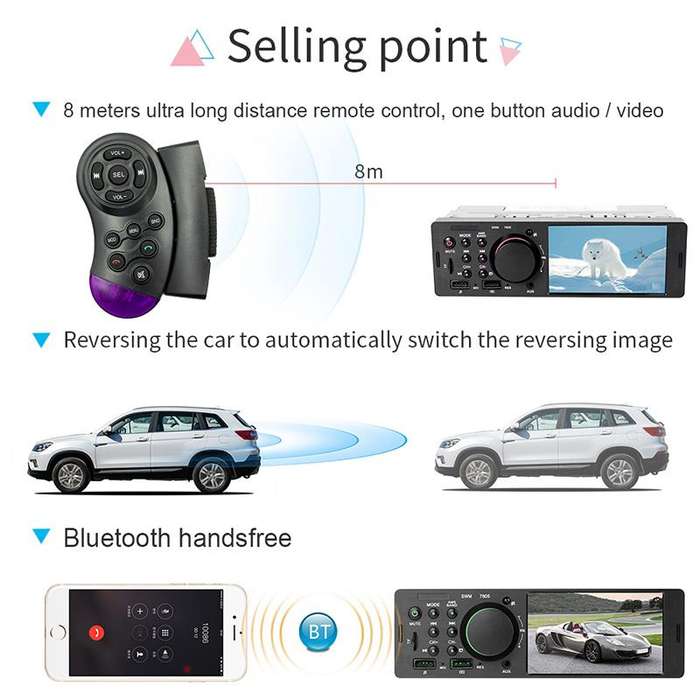 7805 4.1 inch Universal Car Radio Receiver MP5 Player, Support FM & Bluetooth & TF Card with Remote