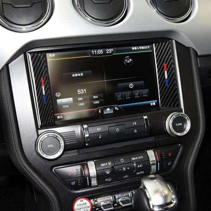 2 PCS Car USA Color Carbon Fiber Central Control Decorative Sticker for Ford Mustang 2015-2017