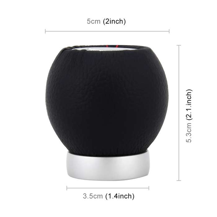 Universal Car Ball Shape Gear Shifter Lever Manual Automatic Black Leather Shift Knob Adapter
